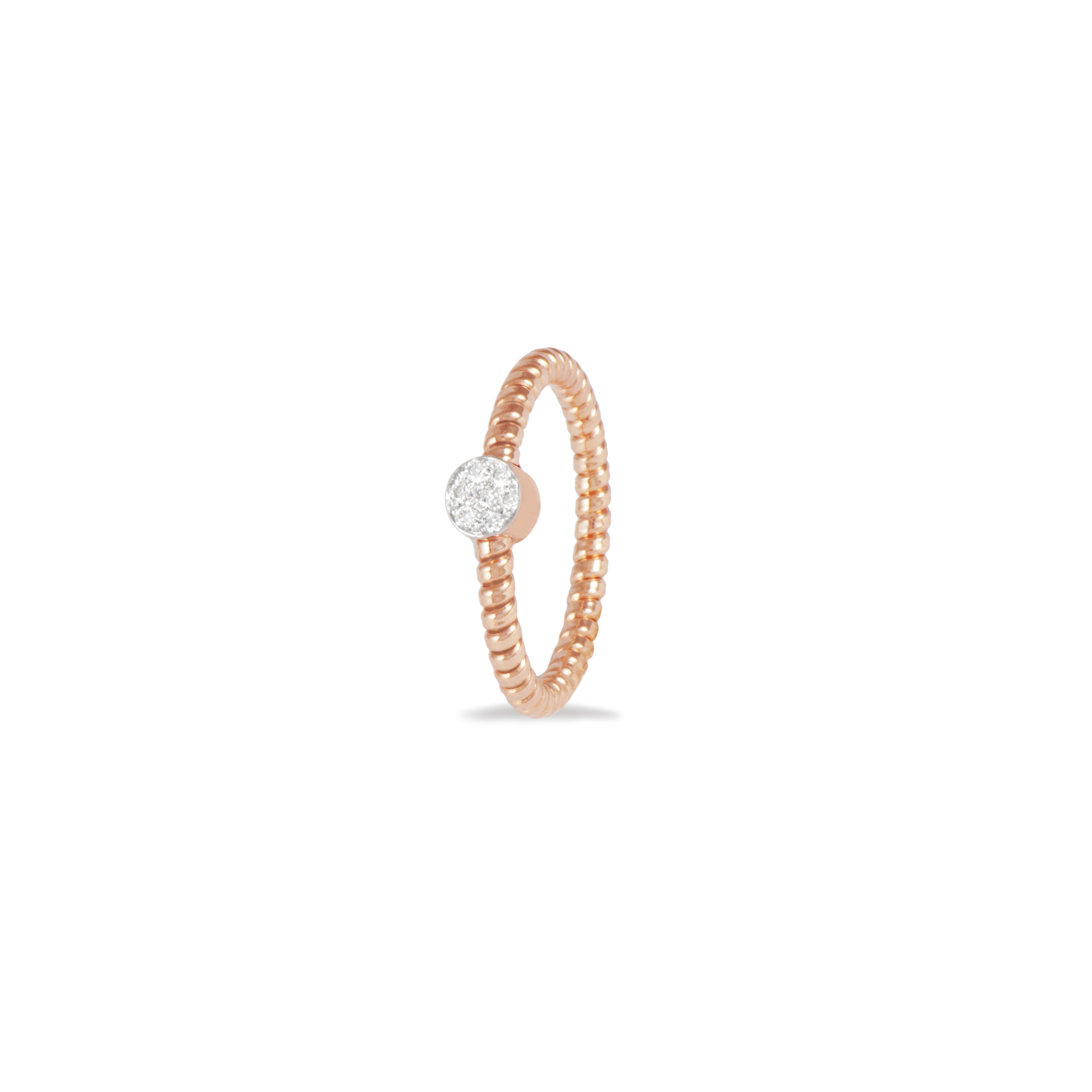 Pink gold ring with white diamonds